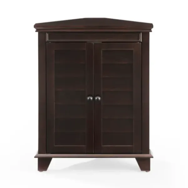 Bathroom Furniture-Kirkland's Home Nikki Dark Wooden Corner Cabinet Brown