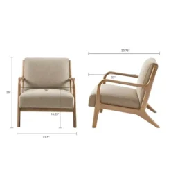 Accent Chairs-Kirkland's Home Nolan Cream Mid-Century Accent Chair Tan