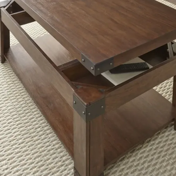 Coffee Tables-Kirkland's Home Nolan Lift Top Wood And Metal Accents Coffee Table