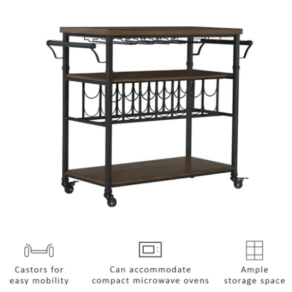 Kitchen Islands & Bar Carts-Kirkland's Home Norcross Industrial Rolling Bar Cart