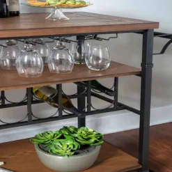 Kitchen Islands & Bar Carts-Kirkland's Home Norcross Industrial Rolling Bar Cart