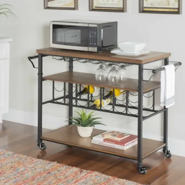 Kitchen Islands & Bar Carts-Kirkland's Home Norcross Industrial Rolling Bar Cart