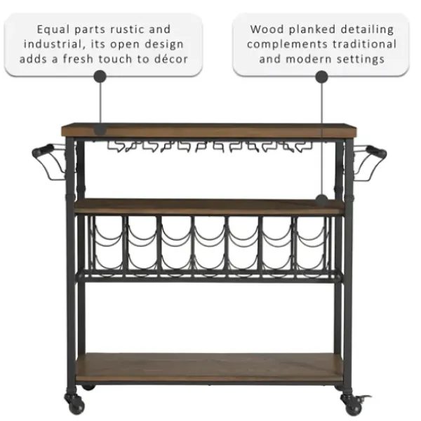Kitchen Islands & Bar Carts-Kirkland's Home Norcross Industrial Rolling Bar Cart