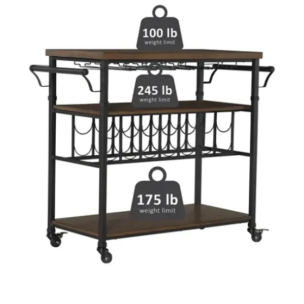 Kitchen Islands & Bar Carts-Kirkland's Home Norcross Industrial Rolling Bar Cart