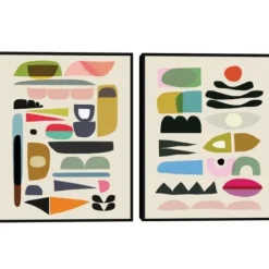 Framed Art-Kirkland's Home Nordic Glam Framed Canvas Art Prints, Set Of 2 Ivory/Multi