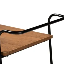 Kitchen Islands & Bar Carts-Kirkland's Home Norris Walnut 3-Tier Mobile Bar Cart
