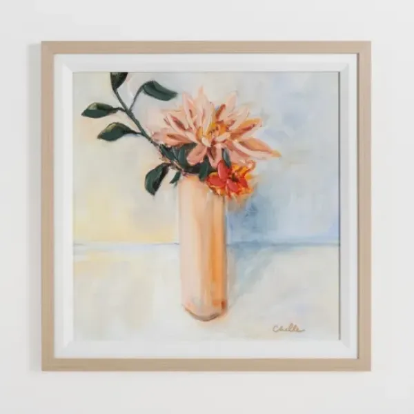 Framed Art-Kirkland's Home November Mum Framed Art Print Orange/Blue/White