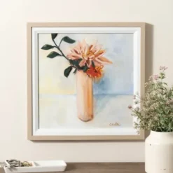 Framed Art-Kirkland's Home November Mum Framed Art Print Orange/Blue/White