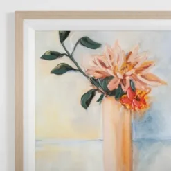 Framed Art-Kirkland's Home November Mum Framed Art Print Orange/Blue/White