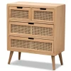 Dressers & Chests-Kirkland's Home Oak And Rattan 4-Drawer Chest