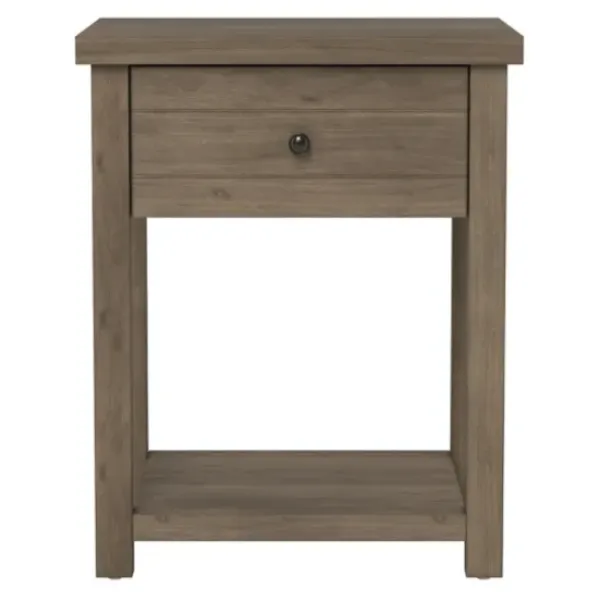 Accent & End Tables-Kirkland's Home Oak Bailie Wooden Side Table Brown