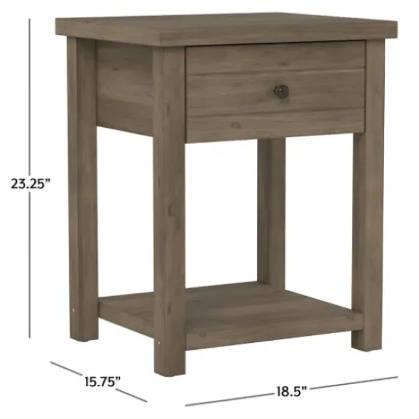 Accent & End Tables-Kirkland's Home Oak Bailie Wooden Side Table Brown