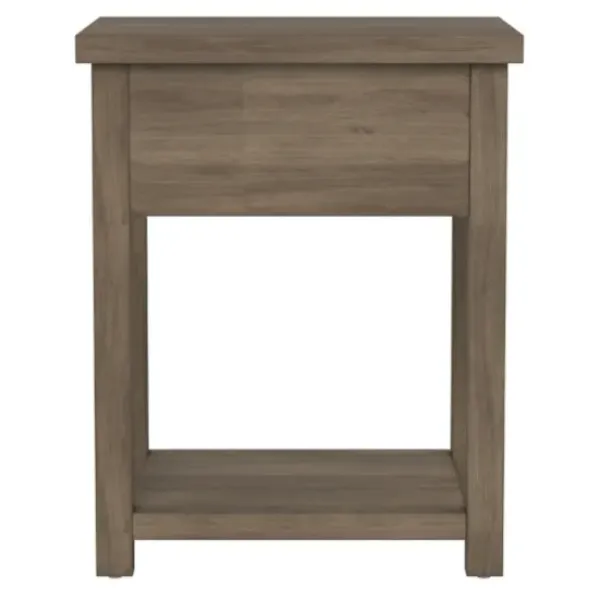 Accent & End Tables-Kirkland's Home Oak Bailie Wooden Side Table Brown