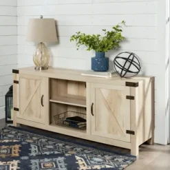 Tv Stands & Media Consoles-Kirkland's Home Oak Barn Doors Tv Stand White