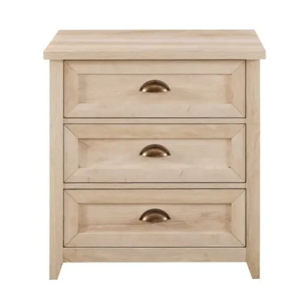 Dressers & Chests-Kirkland's Home Oak Bronze Cupped Handle Nightstand White