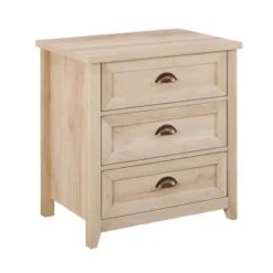 Dressers & Chests-Kirkland's Home Oak Bronze Cupped Handle Nightstand White
