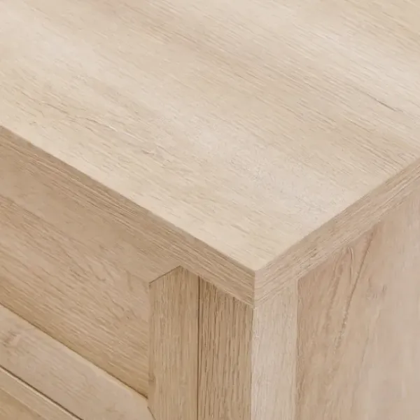 Dressers & Chests-Kirkland's Home Oak Bronze Cupped Handle Nightstand White