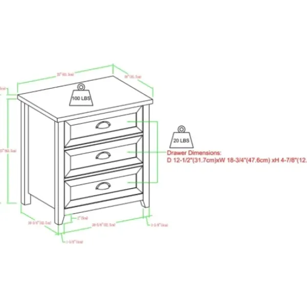 Dressers & Chests-Kirkland's Home Oak Bronze Cupped Handle Nightstand White