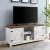 Tv Stands & Media Consoles-Kirkland's Home Oak Farmhouse Double Door Tv Stand Brown/White
