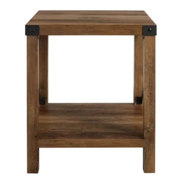 Accent & End Tables-Kirkland's Home Oak Industrial X-Frame Accent Table Brown