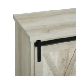 Cabinets & Sideboards-Kirkland's Home Oak Sliding Barn Door Cabinet White