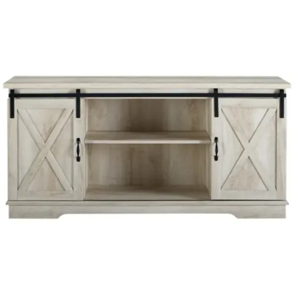 Tv Stands & Media Consoles-Kirkland's Home Oak Sliding Barn Door Tv Stand White