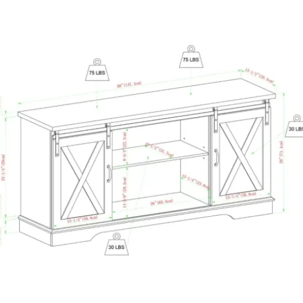 Tv Stands & Media Consoles-Kirkland's Home Oak Sliding Barn Door Tv Stand White