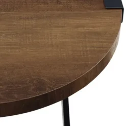 Accent & End Tables-Kirkland's Home Oak Urban Rustic Round Accent Table Brown