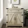 Cabinets & Sideboards-Kirkland's Home Oak Wash Wooden And Metal Barn Door Cabinet White