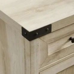 Cabinets & Sideboards-Kirkland's Home Oak Wash Wooden And Metal Barn Door Cabinet White