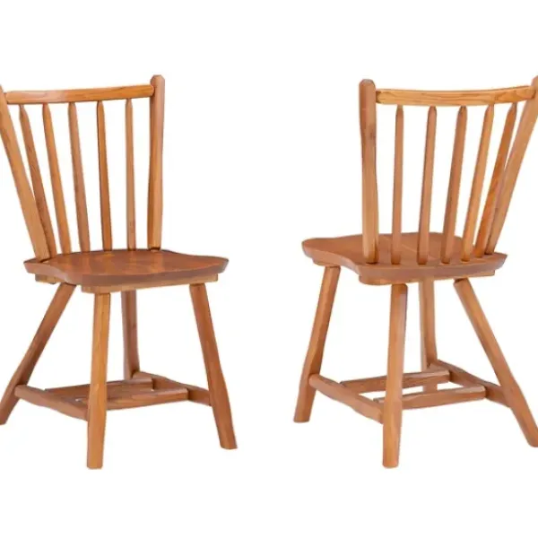 Dining Chairs-Kirkland's Home Oak Wood Spindle Back Dining Chairs, Set Of 2 Brown