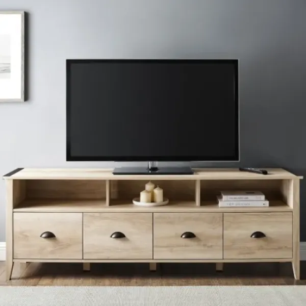 Tv Stands & Media Consoles-Kirkland's Home Oak Wood Tv Console White