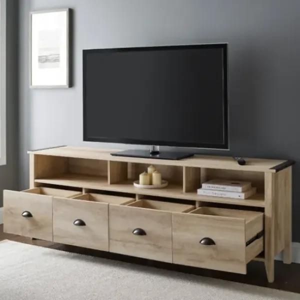 Tv Stands & Media Consoles-Kirkland's Home Oak Wood Tv Console White