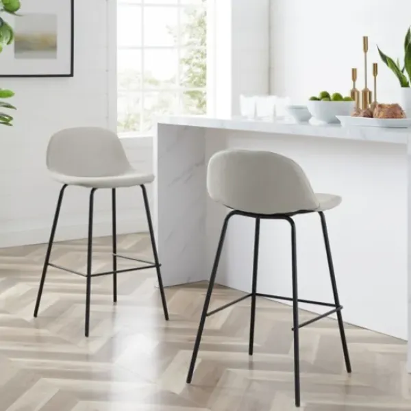 Bar Stools & Counter Height Stools-Kirkland's Home Oatmeal Linen Slope Back Counter Stools, Set Of 2 Ivory