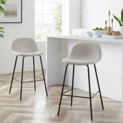 Bar Stools & Counter Height Stools-Kirkland's Home Oatmeal Linen Slope Back Counter Stools, Set Of 2 Ivory