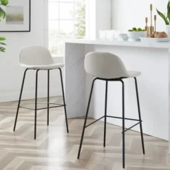 Bar Stools & Counter Height Stools-Kirkland's Home Oatmeal Slope Back 2-Pc. Barstool Set White