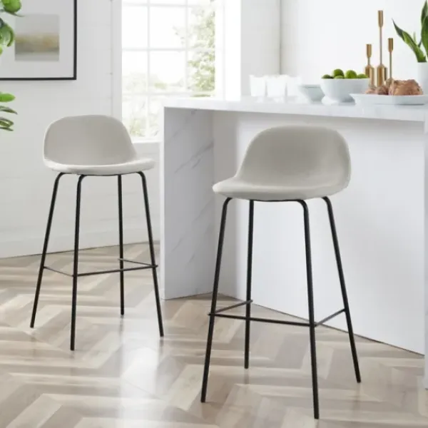 Bar Stools & Counter Height Stools-Kirkland's Home Oatmeal Slope Back 2-Pc. Barstool Set White