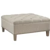 Benches & Ottomans-Kirkland's Home Oatmeal Tufted Square Ottoman Tan