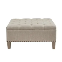 Benches & Ottomans-Kirkland's Home Oatmeal Tufted Square Ottoman Tan