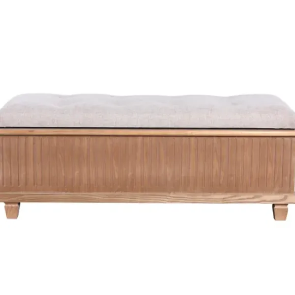 Benches & Ottomans-Kirkland's Home Oatmeal Tweed Tufted Storage Bench Tan