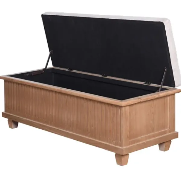 Benches & Ottomans-Kirkland's Home Oatmeal Tweed Tufted Storage Bench Tan