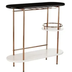 Kitchen Islands & Bar Carts-Kirkland's Home Oblong Gold Metal Frame Bar Cart
