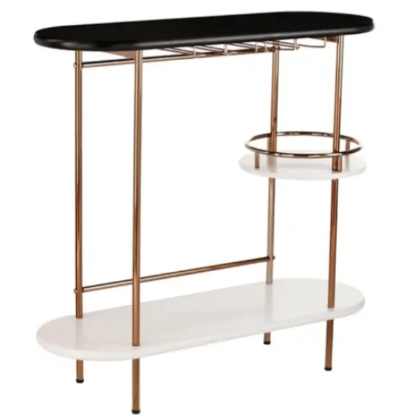 Kitchen Islands & Bar Carts-Kirkland's Home Oblong Gold Metal Frame Bar Cart