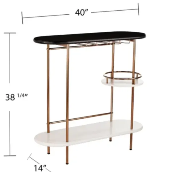 Kitchen Islands & Bar Carts-Kirkland's Home Oblong Gold Metal Frame Bar Cart