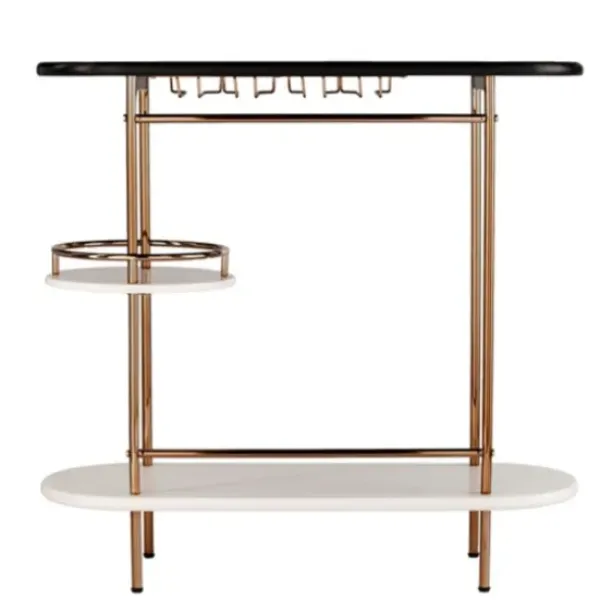 Kitchen Islands & Bar Carts-Kirkland's Home Oblong Gold Metal Frame Bar Cart