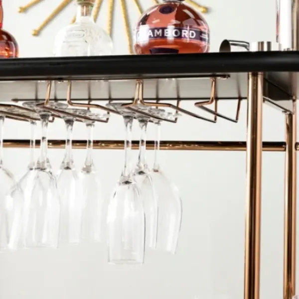 Kitchen Islands & Bar Carts-Kirkland's Home Oblong Gold Metal Frame Bar Cart