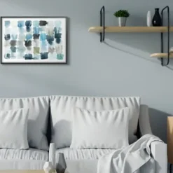 Framed Art-Kirkland's Home Ocean Inspired Abstract Tiles Framed Art Print White/Blue/Green