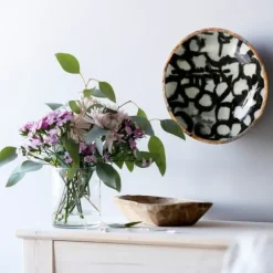 Wall Plaques-Kirkland's Home Off White And Black Hanging Bowl Wall Plaque Black/White