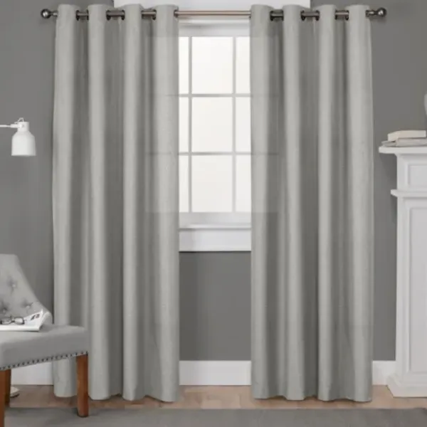 Curtains & Drapes-Kirkland's Home Off White Metallic Curtain Panel Set, 96 In. Silver/White