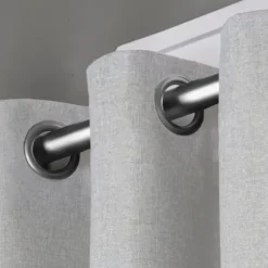 Curtains & Drapes-Kirkland's Home Off White Metallic Curtain Panel Set, 96 In. Silver/White